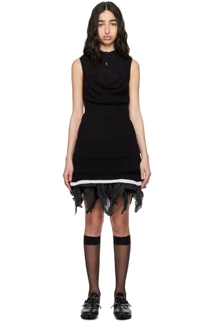 Kiko Kostadinov Robe courte de style tunique Vecto noire en tricot