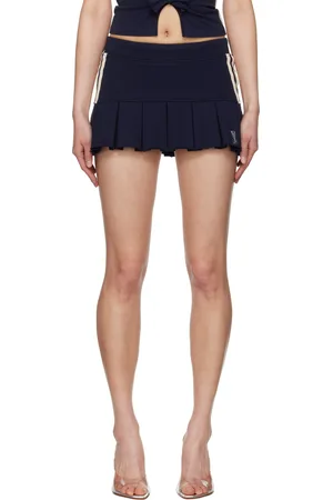 MISBHV Minijupe bleu marine à plis et à logo de style collégial