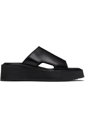 JULIUS Sandales noires en cuir à bout ouvert