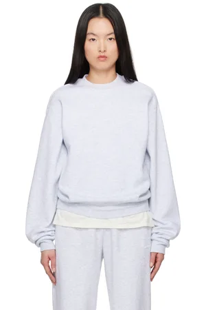 SKIMS Pull molletonné gris à col ras du cou et à coupe classique - Cotton Fleece