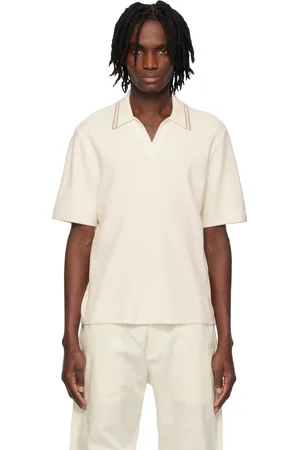 RAG&BONE Polo Johnny blanc cassé en tricot côtelé