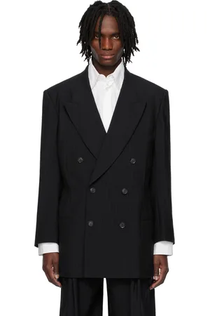 SOSHIOTSUKI Veston bleu marine à revers cranté et à double boutonnage à six boutons