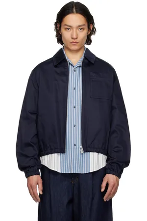 Ami Blouson bleu marine en coton à logo Ami de cœur et à glissière