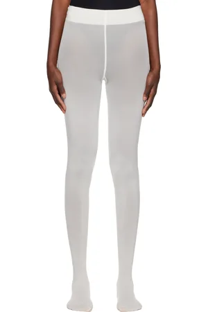 Wolford Collant Velvet de luxe blanc cassé en jersey 66 deniers