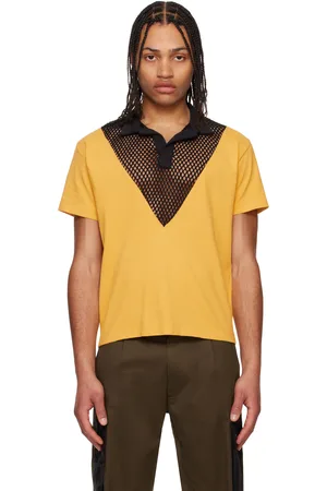 Olly Shinder Polo noir et jaune à col en V et à panneaux