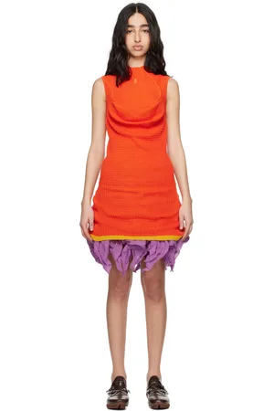 Kiko Kostadinov Robe courte de style tunique Vecto orange en tricot