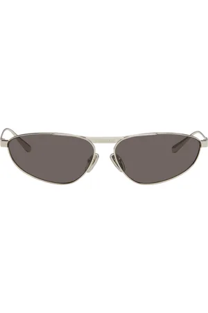 Balenciaga Lunettes de soleil ovales 3.0 argentées en métal à logo