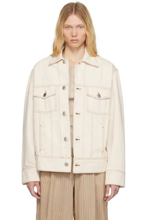 Ami Blouson camionneur blanc cassé en denim à appliqués à logo
