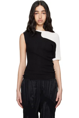 Kiko Kostadinov Pull asymétrique Nomas noir et blanc en tricot à manche raglan