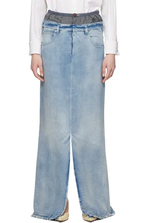 Maison Margiela Jupe longue Anonymity Of The Lining bleue en denim