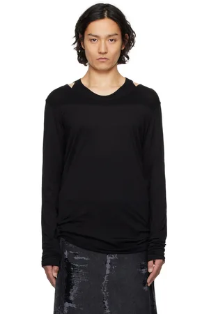 JULIUS T-shirt à manches longues étagé noir - Permanent