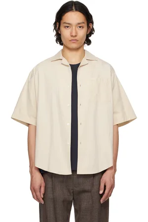 Ami Chemise à manches courtes droite beige en coton