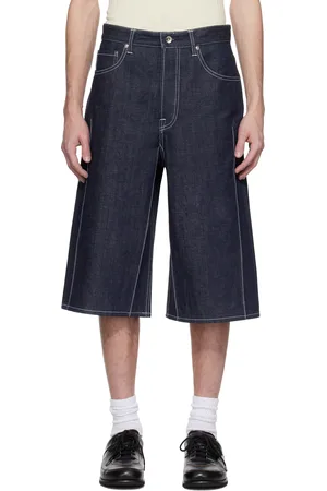 KARMUEL YOUNG Short Cuboid bleu marine en denim brut