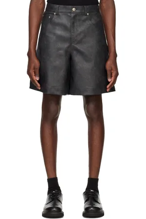 SYSTEM Short noir en cuir synthétique à doublure