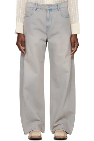 SYSTEM Jean beige en denim à coutures extérieures torsadées