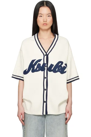 KSUBI Chemise de baseball blanc cassé en tricot