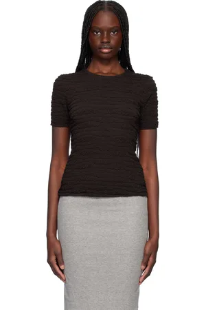 Jil Sander T-shirt brun à bouillonnage