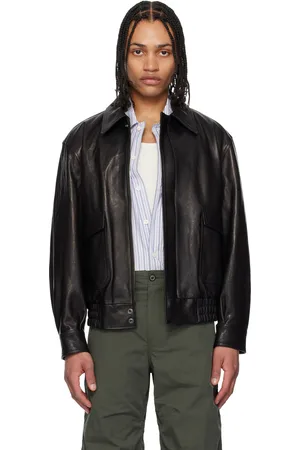 Coor Blouson A-2 noir en cuir tanné au végétal
