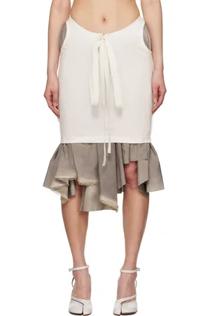 Maison Margiela Jupe midi gris et blanc à effet décortiqué