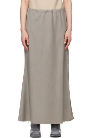 GABRIELA COLL GARMENTS Jupe midi No.290 grise en laine à fente