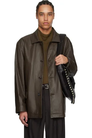 LEMAIRE Blouson décontracté brun en cuir