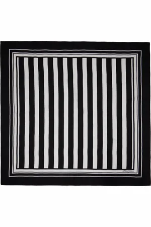 Dolce & Gabbana Foulard noir et blanc en sergé de soie à rayures imprimées