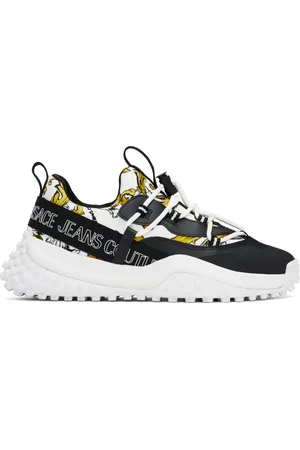 VERSACE Baskets blanc et noir à motif Barocco