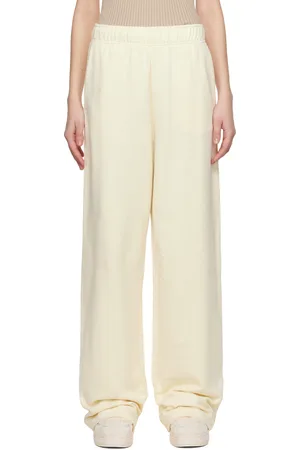 Moncler Pantalon de survêtement ample blanc cassé en coton