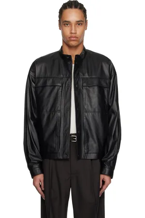 LEMAIRE Blouson droit noir en cuir