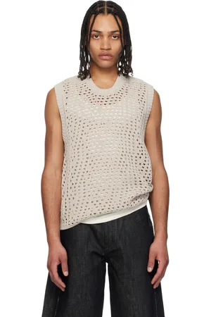 Coor Gilet beige en tricot à mailles ouvertes
