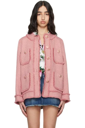 Dolce & Gabbana Blouson rose en tweed Rachel à simple boutonnage