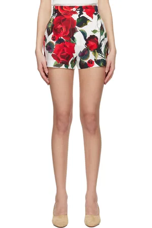 Dolce & Gabbana Short blanc en coton à motif de roses