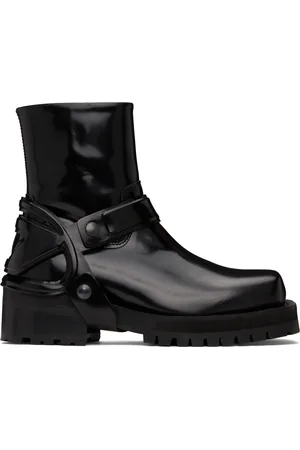 Diesel Bottes Texan noires à semelle épaisse et à logo