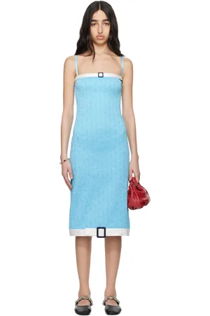 SUPER YAYA Robe midi Audrey Pool bleue