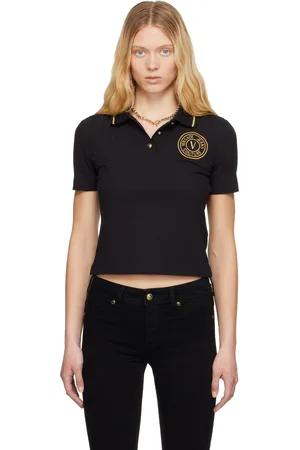 VERSACE Polo noir à logo brodé