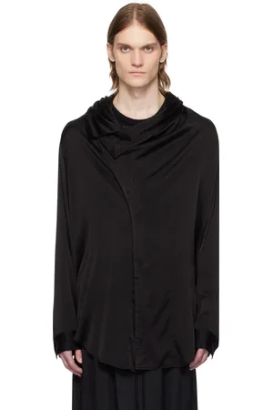 JULIUS Chemise cache-cœur noire en satin