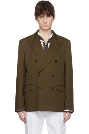 Dolce & Gabbana Veston brun en gabardine à double boutonnage