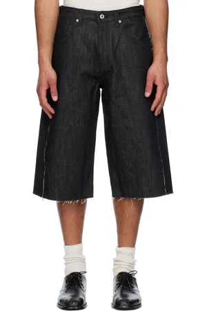 Coor Bermuda Engineer noir en denim à bords effilochés
