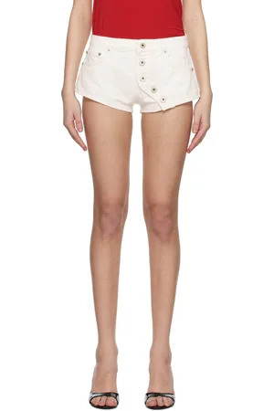 Jean Paul Gaultier Short blanc cassé en denim à boutons