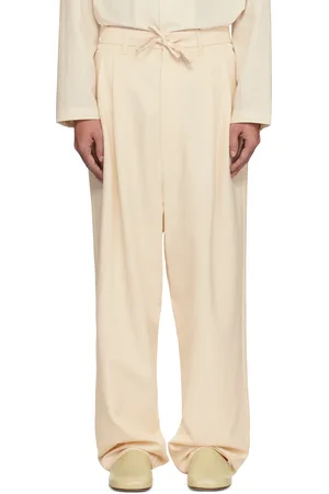 LEMAIRE Pantalon blanc cassé à cordon coulissant et à plis