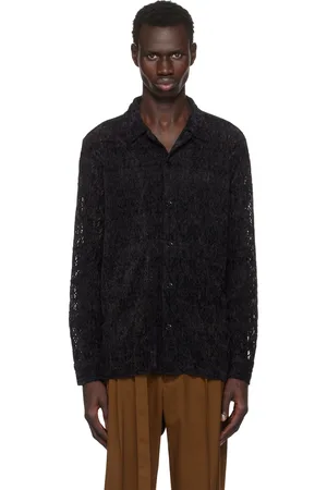 CMMN SWDN Chemise Rani noire en dentelle veloutée