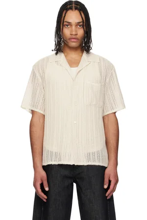 Coor Chemise blanc cassé en tricot câblé à col de camp