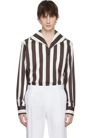Dolce & Gabbana Chemise brun et blanc à trois boutons