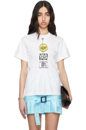 SUPER YAYA T-shirt bouillonné blanc à logo