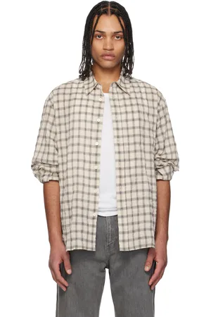 Coor Chemise transformable blanc cassé en tissu gaufré à carreaux