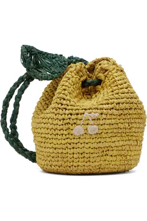 BONPOINT Enfant | Sac Eleni jaune et vert en raphia