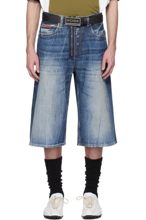 MARTINE ROSE Short bleu en denim à glissière