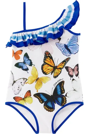 Dolce & Gabbana Enfant | Maillot de bain une pièce bleu marine et blanc à motif graphique imprimé