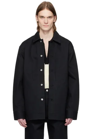 Jil Sander Surchemise noire en denim à écusson à logo