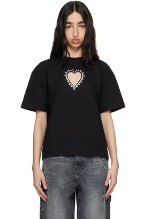 AREA T-shirt décontracté noir à découpe en forme de cœur